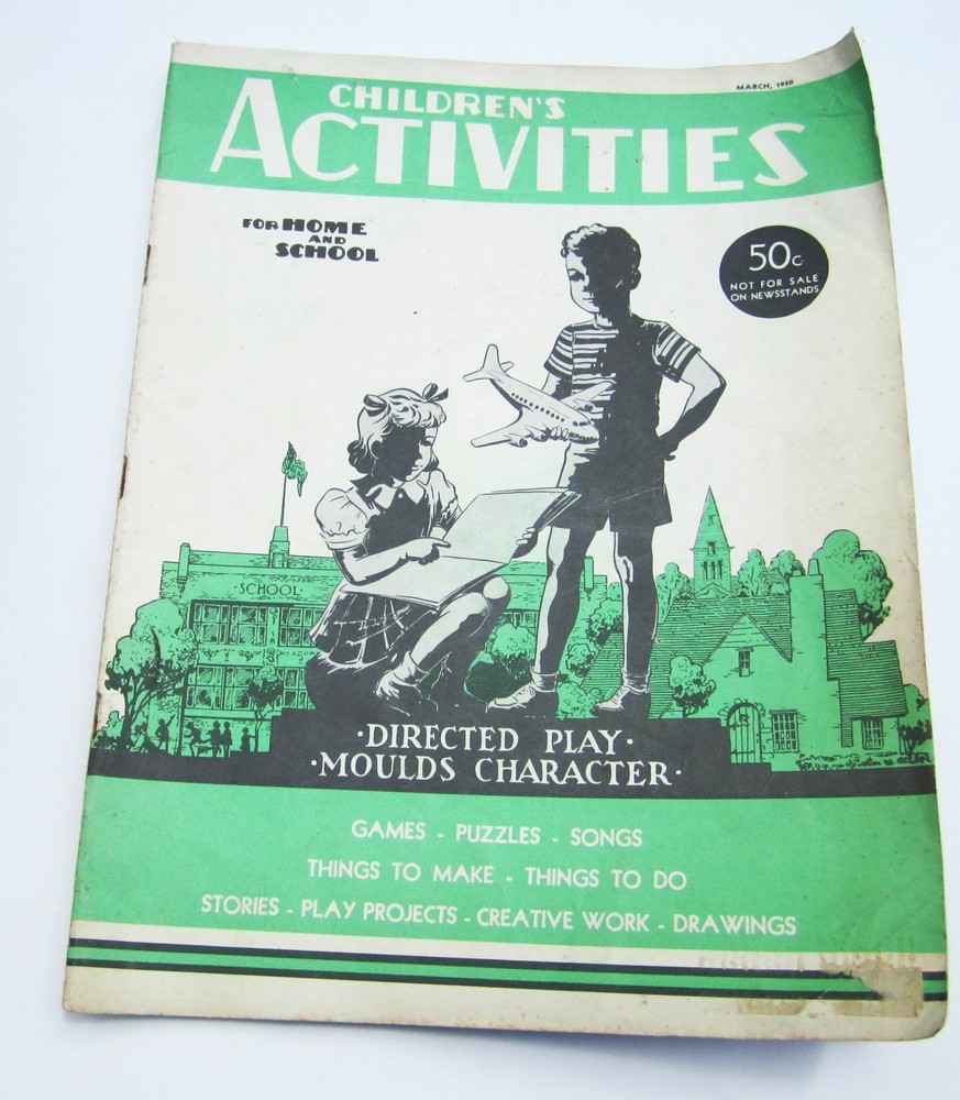 1950 Children's Activities Vintage Magazine March Games Puzzles USA 1940s Book