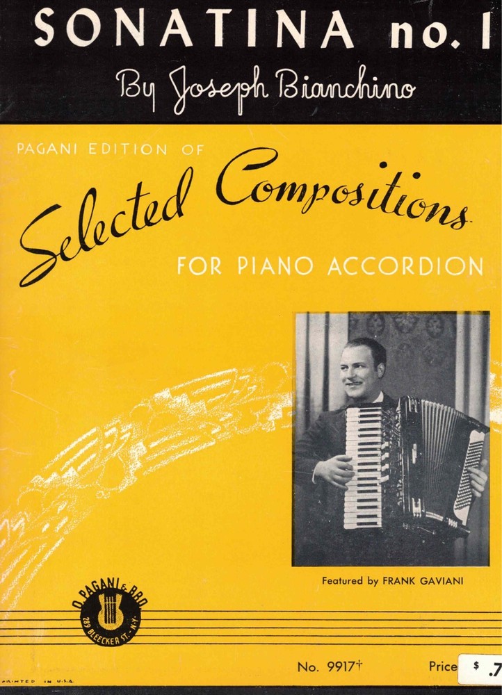 SONATINA No. 5 BY FRANK GAVIANI ACCORDION SOLO COMPOSTION SHEET MUSIC NOS