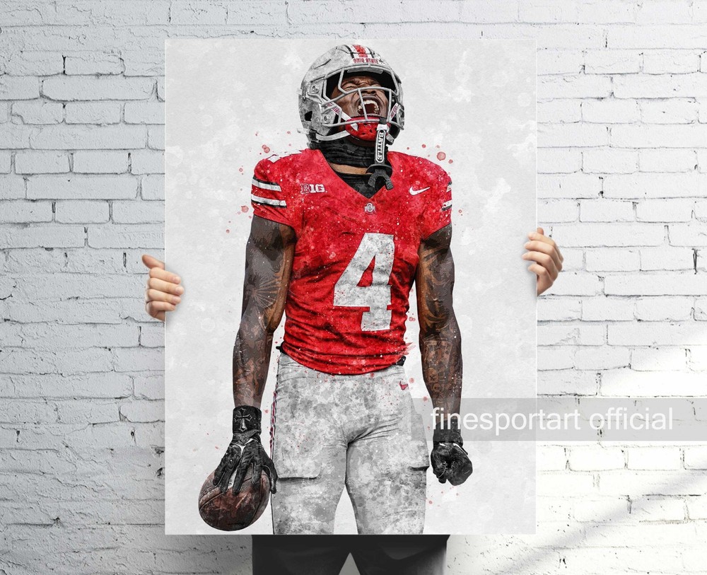 Jeremiah Smith Ohio State Poster, Canvas, Football print, Sports art