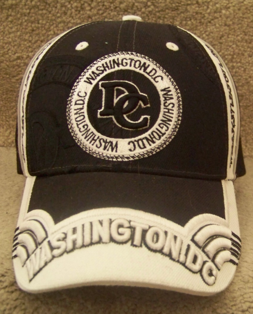 Washington D.C. black & white cap hat adult adjustable strap c46652