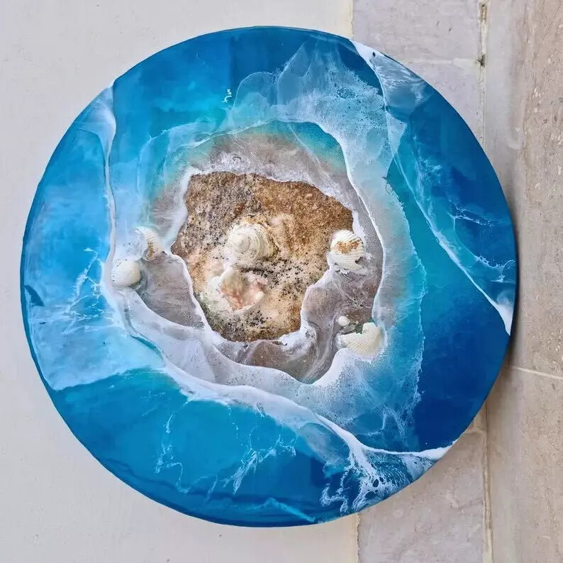 Luxury Epoxy Ocean Table, Beach Wave Epoxy Coffee Table For Home Decor