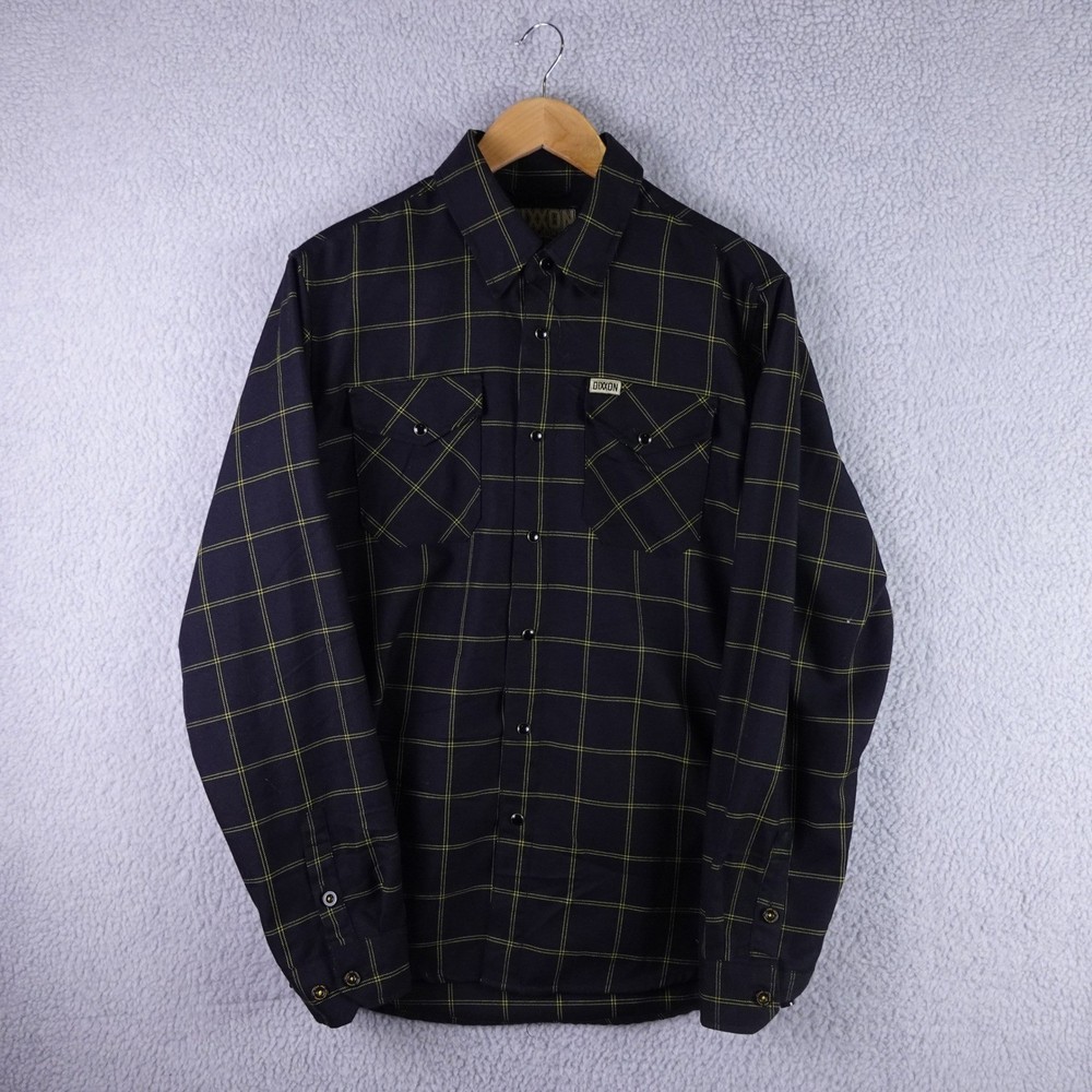 Dixxon Flannel Company Stay Gold Black Yellow Grid Plaid D-Tech Shirt Mens M