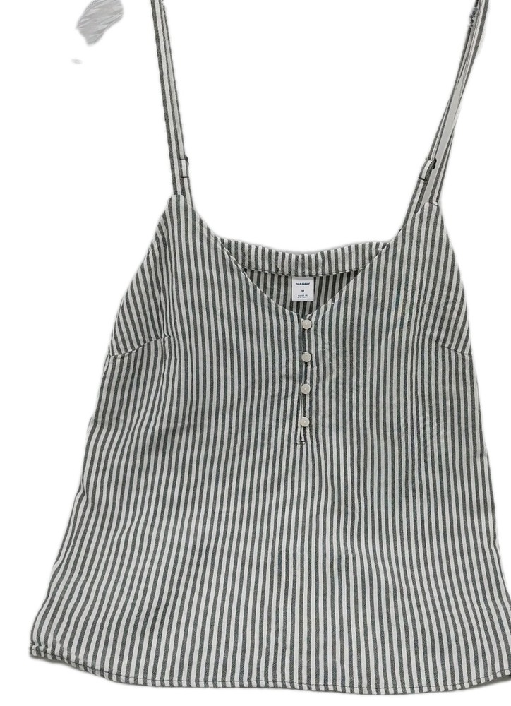 Old Navy Tank Top Womens Size Medium Blue White Stripes Cami Spaghetti Straps