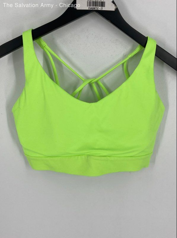 Athleta Womens Bright Green Stretch Activewear Sports Bra Size Large