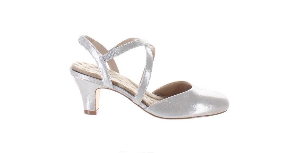 Ros Hommerson Womens Caliente Silver Wide Fit Ankle Strap Heels Size 6.5 7801271