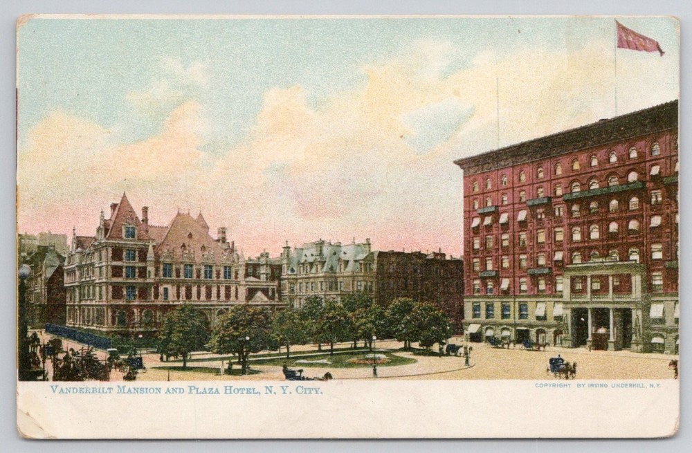 Vanderbilt Mansion & Plaza Hotel NYC Vintage Postcard Irving Underhill