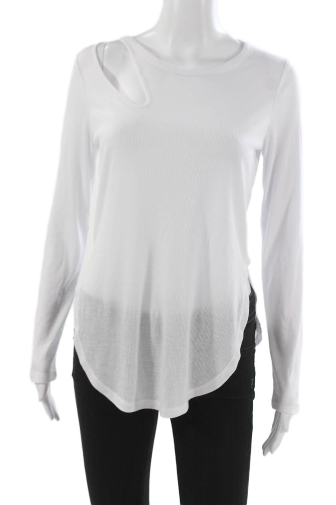 Alo Yoga Womens Pullover T-Shirt White Long Sleeve Round Neck Size XSFree Shipping in US $100+ Orders | $6.95 Orders Below