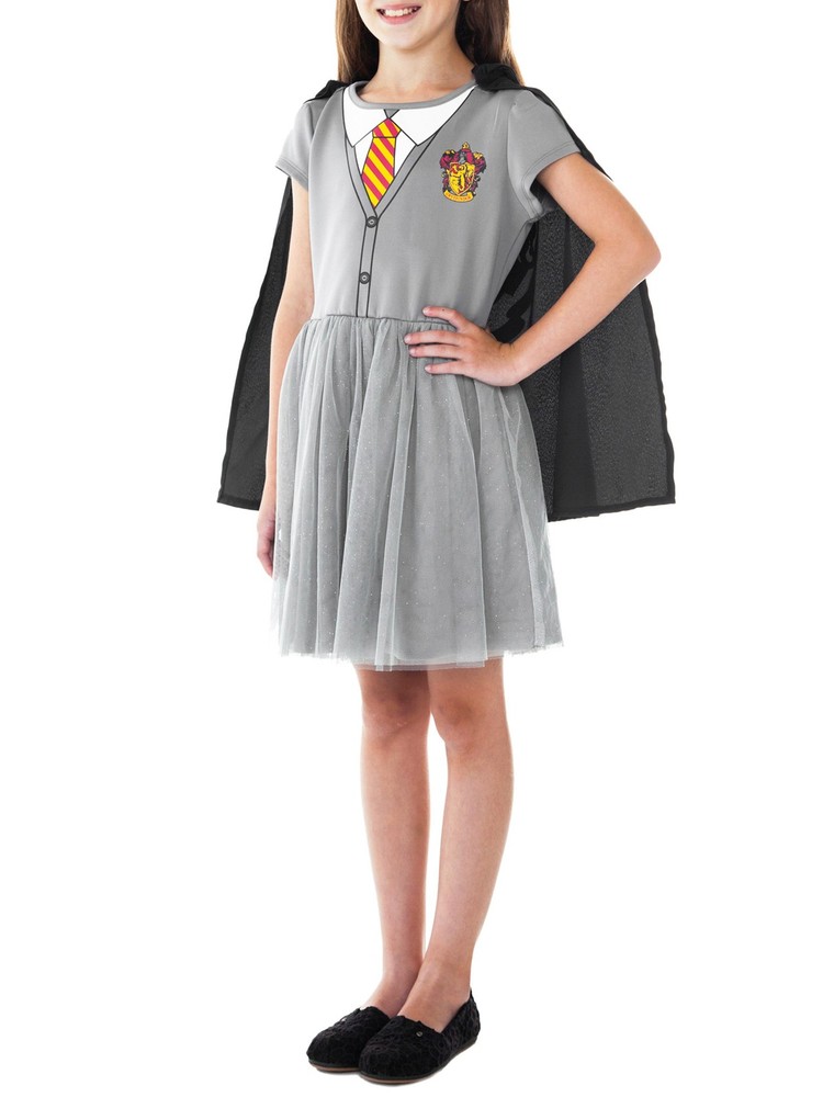 Harry Potter Hermione Granger Costume Dress with Hooded Cape for Halloween Cosplay  