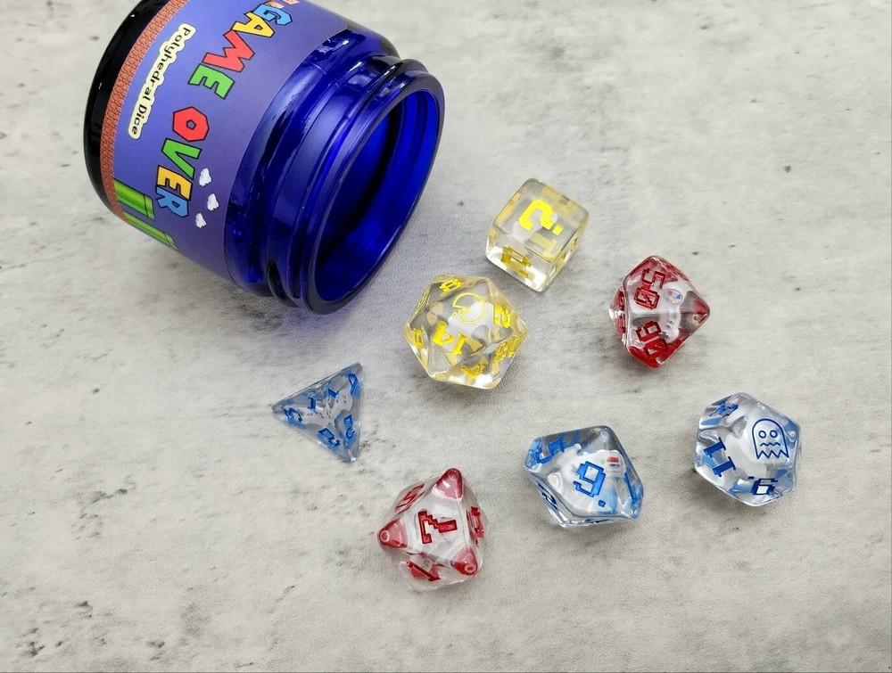 Retro Game Dice Set| DND Dice | D&D Dice | Dungeons and Dragons