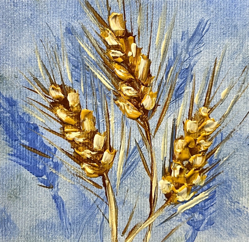 Wheat Stalks Original Oil Painting On Canvas Farm Agriculture Artwork