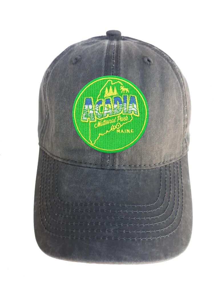 Acadia, Maine Green Adjustable Curved Bill Strap Back Dad Hat Baseball Cap-image
