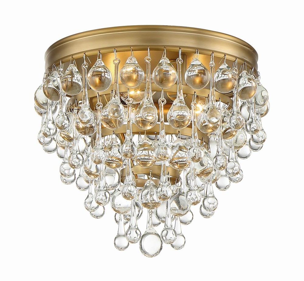 Crystorama Calypso 3-Light Gold Flush Mount Lighting Fixture 11W