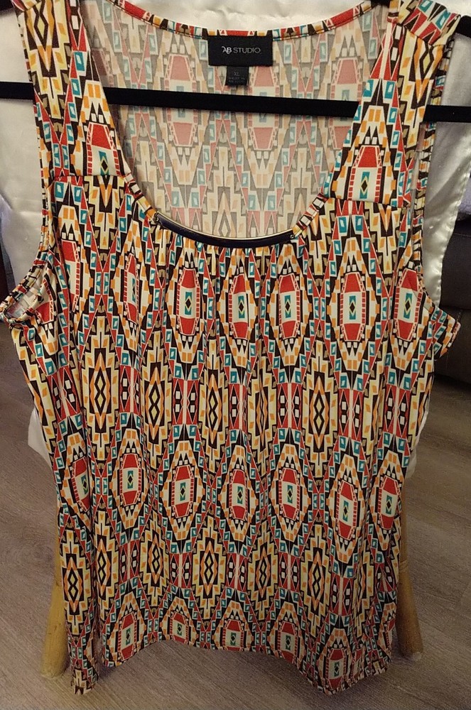 AB Studio Womens Sleeveless Designer Blouse  Size XL