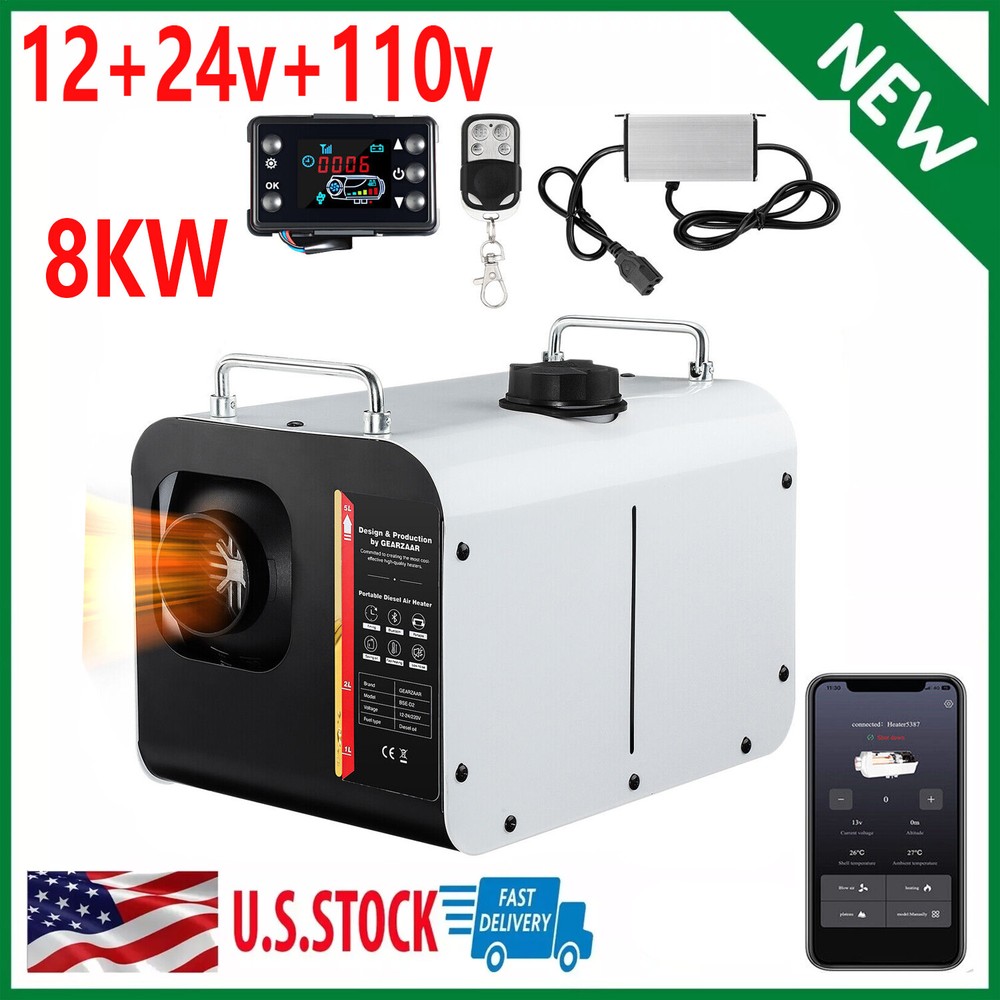 2024 Diesel Air Heater All-in-one 12V 8KW bluetooth App LCD for Car RV Indoors