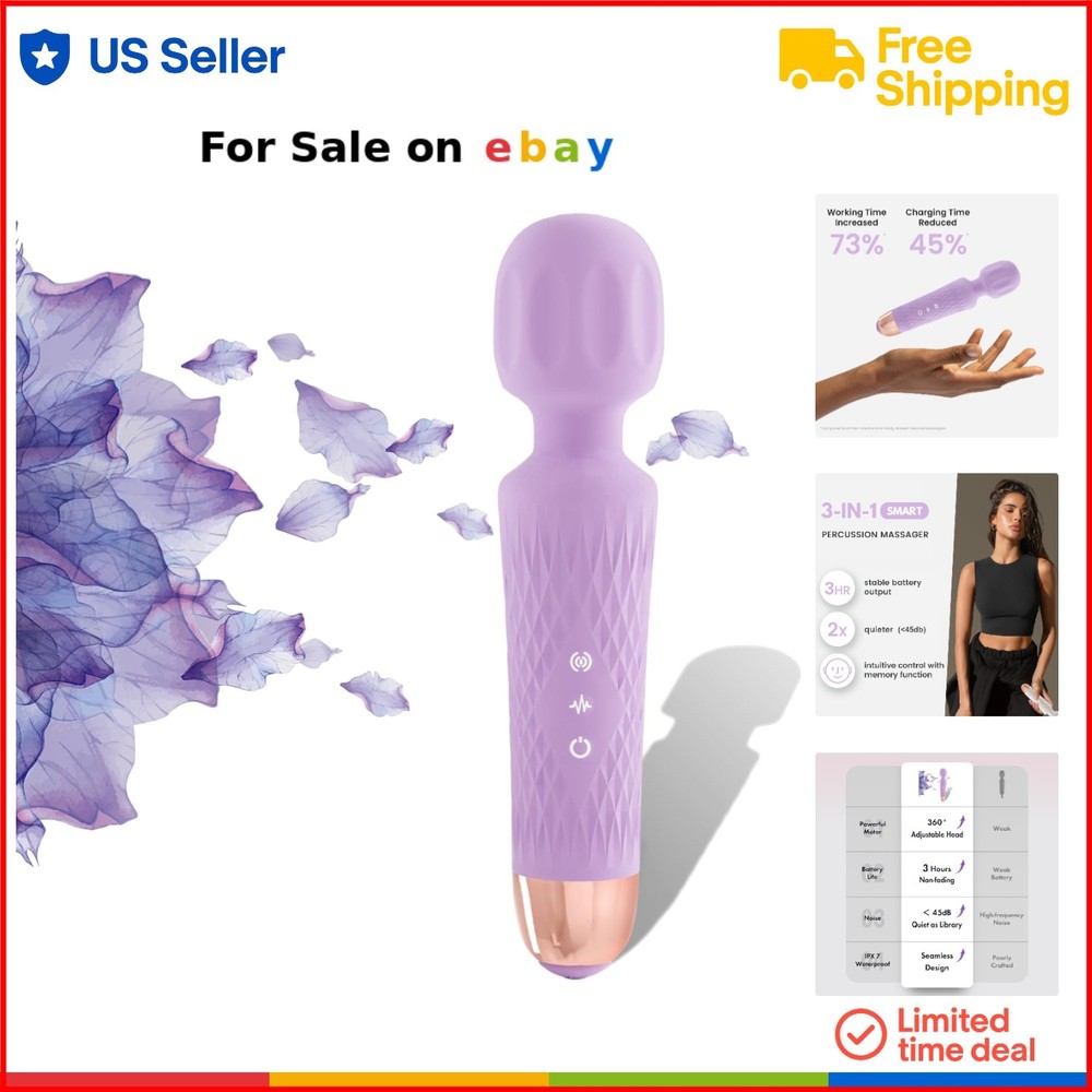 Silicone Waterproof Personal Massager with 20 Modes & 8 Speeds for Muscle Therapy