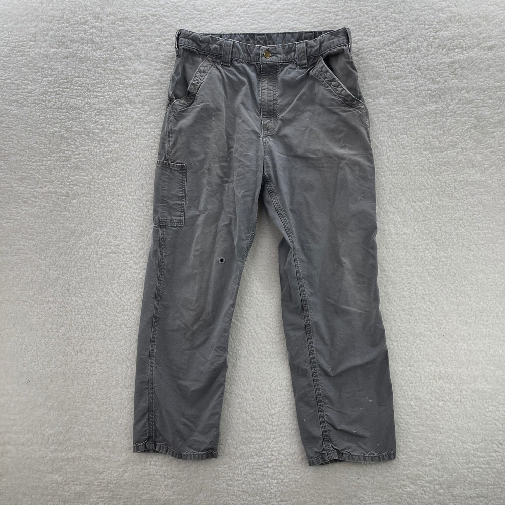 Carhartt Pants Mens 34x32 Gray B151 FAT Loose Original Fit Canvas Carpenter Work