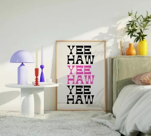 Yee Haw Cowboy Western Wall Art Poster in Multiple Sizes