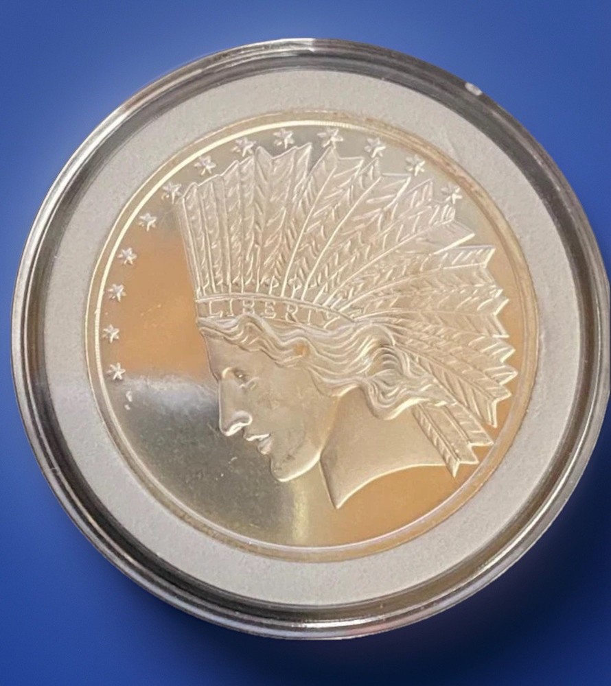 One-ounce Indean Head silver round .999 Fine