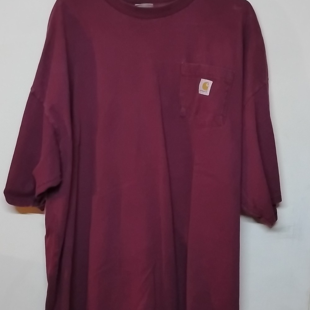 Carhartt Men's Burgundy Solid Pocket Logo T-Shirt Regular Fit Crew Neck