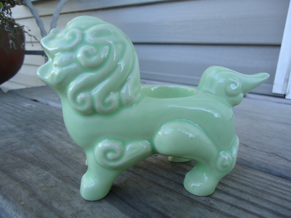 Light Green Ceramic Oriental Foo Dog Tealight Candleholder Asian Votive Holder
