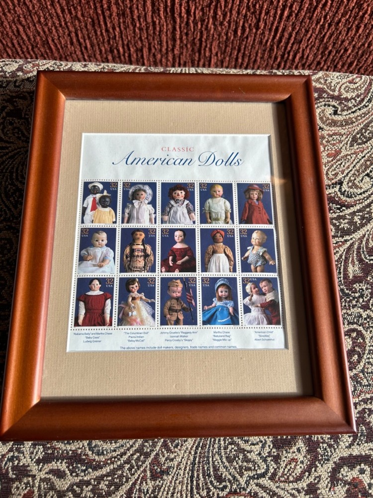 VTG Classic American Dolls 1996 USPS 32 Cent Stamp Sheet Unused 15  in frame