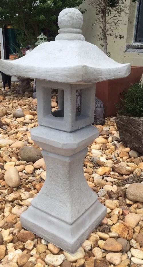 Zen Pagoda Statue - Concrete Garden Lantern for Spiritual Yard Art  