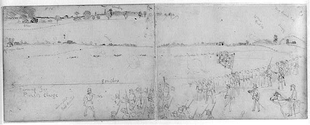 Gettysburg Pennsylvania 1863 Pickett's Charge Civil War battlefield sketch