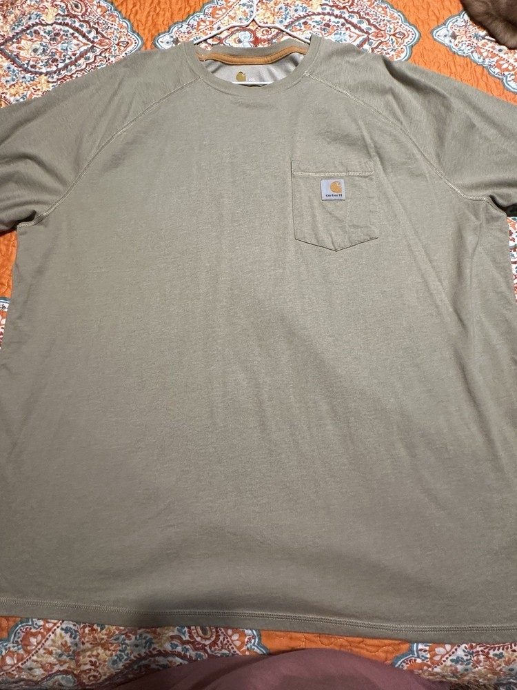 Carhartt Force Shirt Men 2XL Green Work Wear Pocket Tee Short Sleeve Relaxed Fit