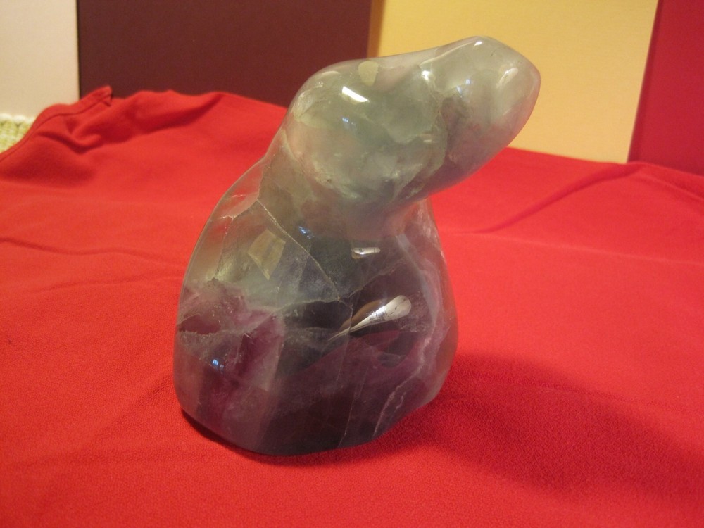 Rainbow Fluorite Abstract Polished Sculpture Natural Crystal Art-image