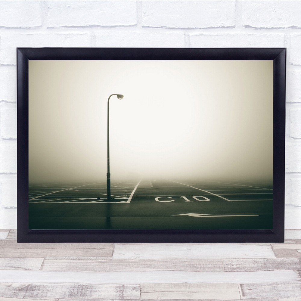 Street Lamp post Road Arrow misty Wall Art Print