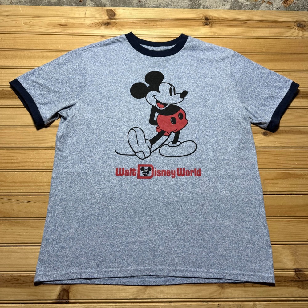 Vintage 90s Walt Disney World Mickey Mouse Souvenir Heather Ringer T-Shirt Large