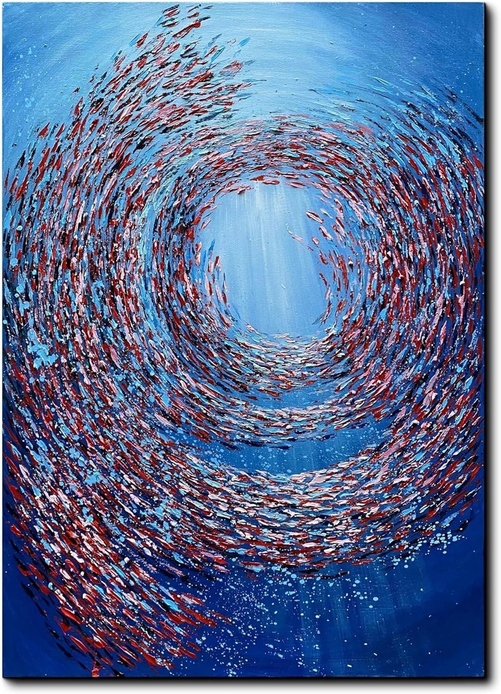 Colored ocean hand-painted oil painting decoration mural