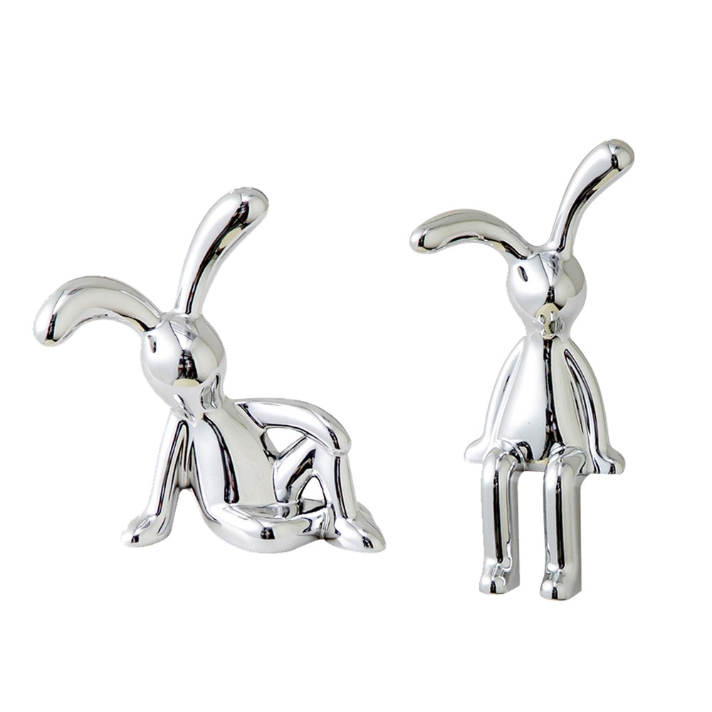Sitting Rabbit Ornament Electroplated Statue Animal Sculpture Home Decorations