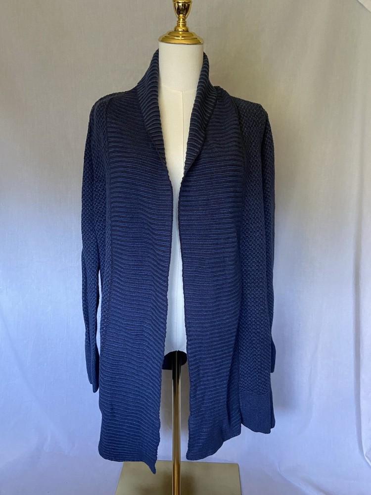 Croft&Barrow Women’s Open Front Cardigan Sweater Navy Blue Textured Knit