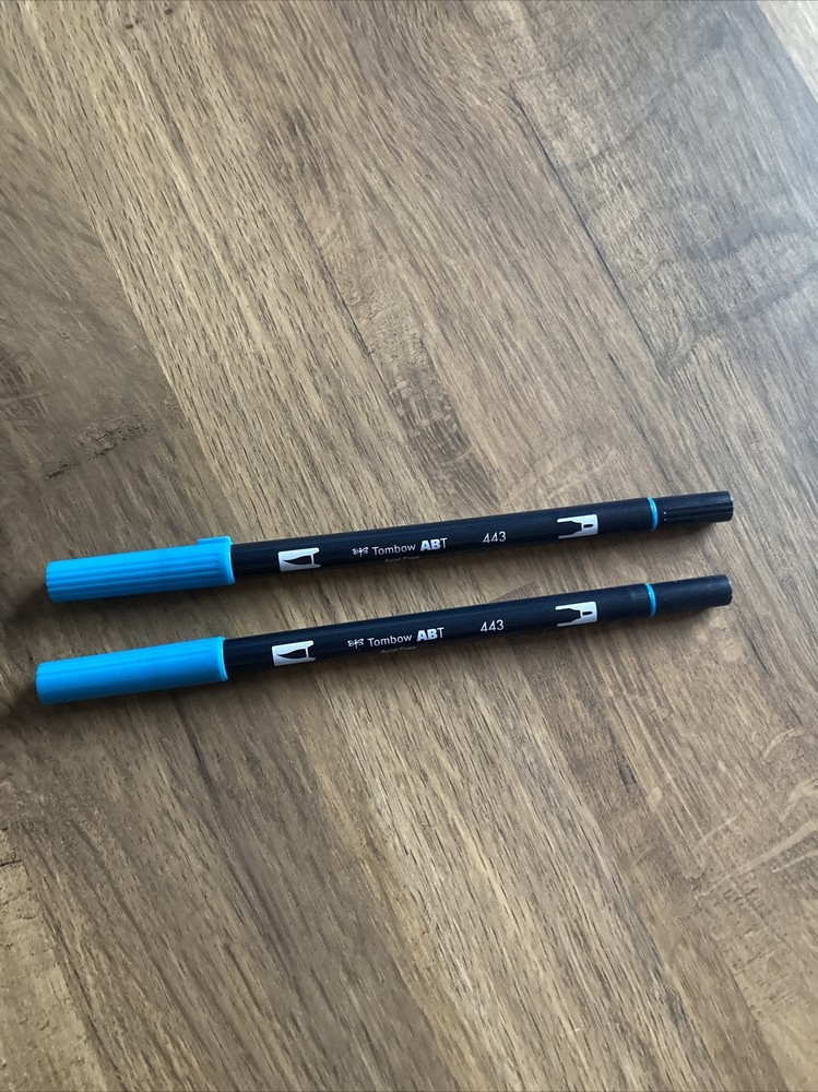 Tombow ABT Acid Free Dual Ended TURQUOISE Brush Pens, N: 443 ( PKT 2 PENS )-image