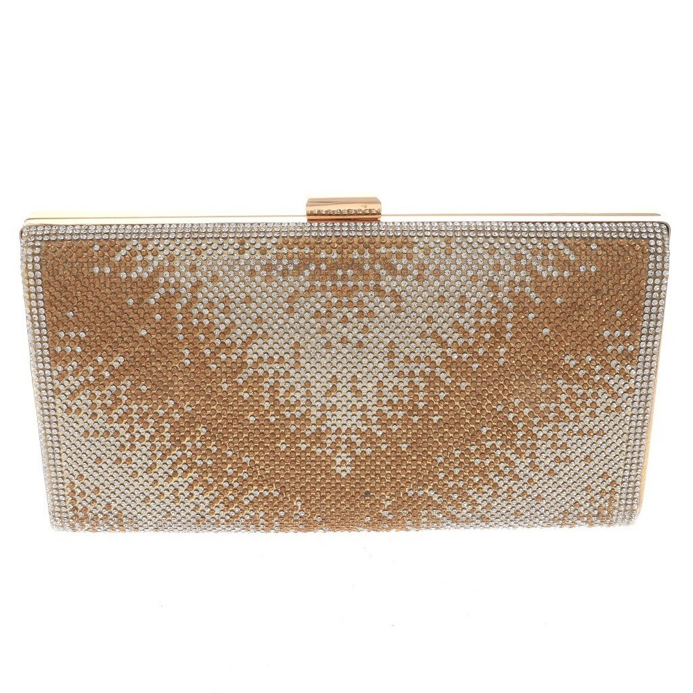 Gold Tone Metal Frame Rhinestone Evening Bag TLX036-GLD