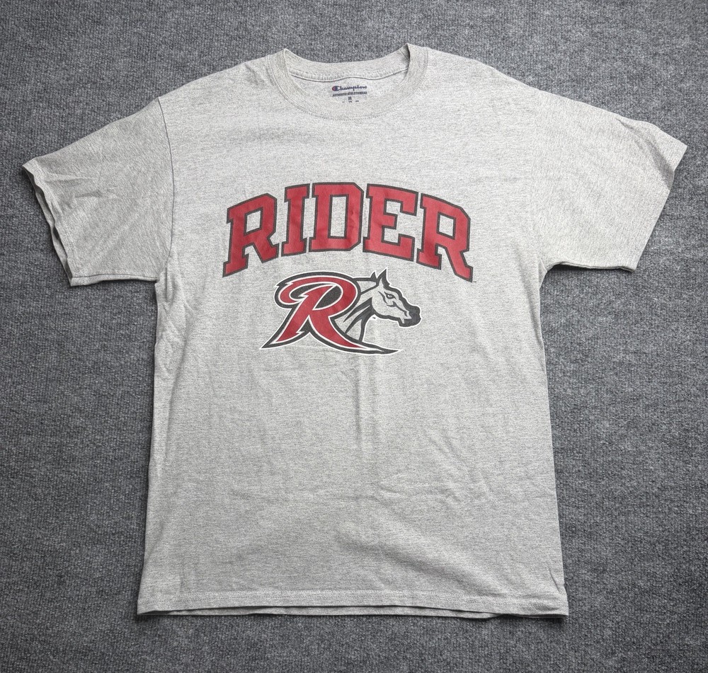 Rider University Graphic T-Shirt Champion Short Sleeve Athletic Men's Medium