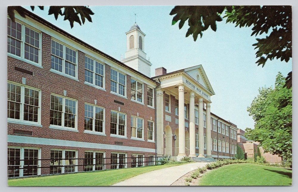 Vintage Bedford High School, Pennsylvania Photochrome Postcard