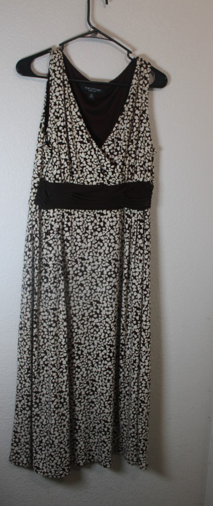 Perceptions New York brown Print Sleeveless Stretchy Dress, Size 12