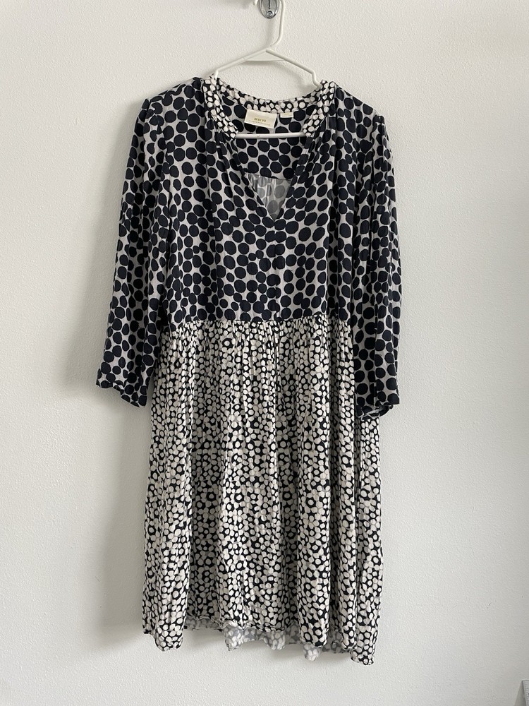 Anthropologie Maeve Dress Women XL Polka Dot Knee Length Shift 3/4 Sleeve