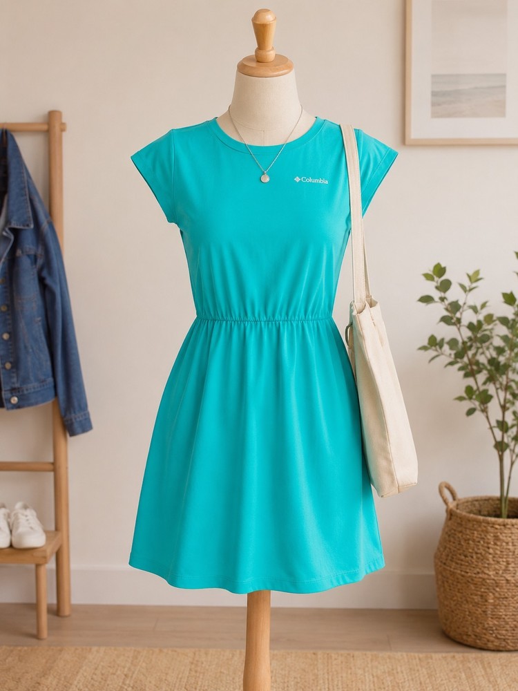 Columbia Girls Turquoise Solid Short Sleeve,  Size M 10/12