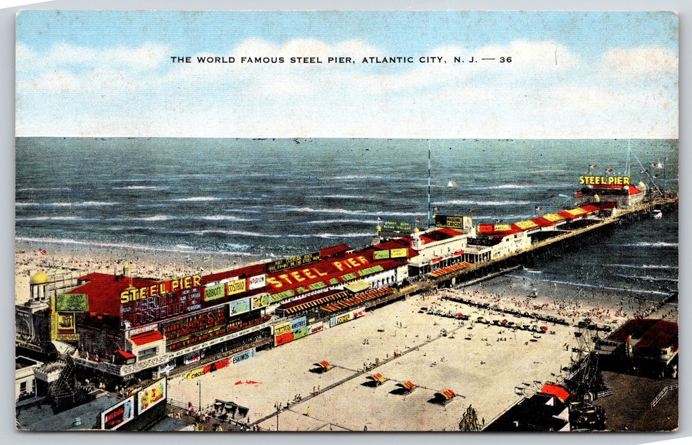 Atlantic City New Jersey~The World Famous Steel Pier~EC Kropp~Vintage Linen PC