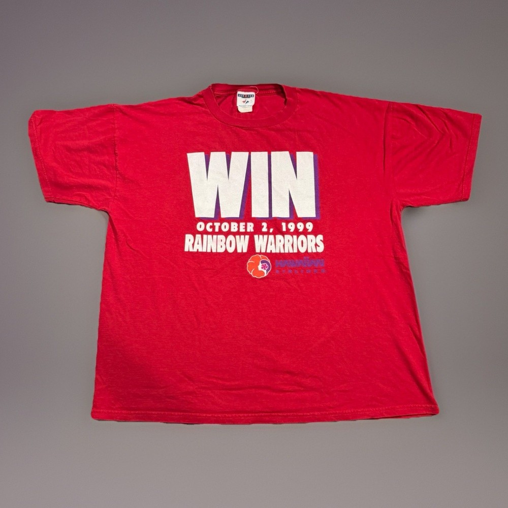 Vintage 90’s University Of Hawai’i Win Hawaiian Airlines Football T Shirt Sz XL