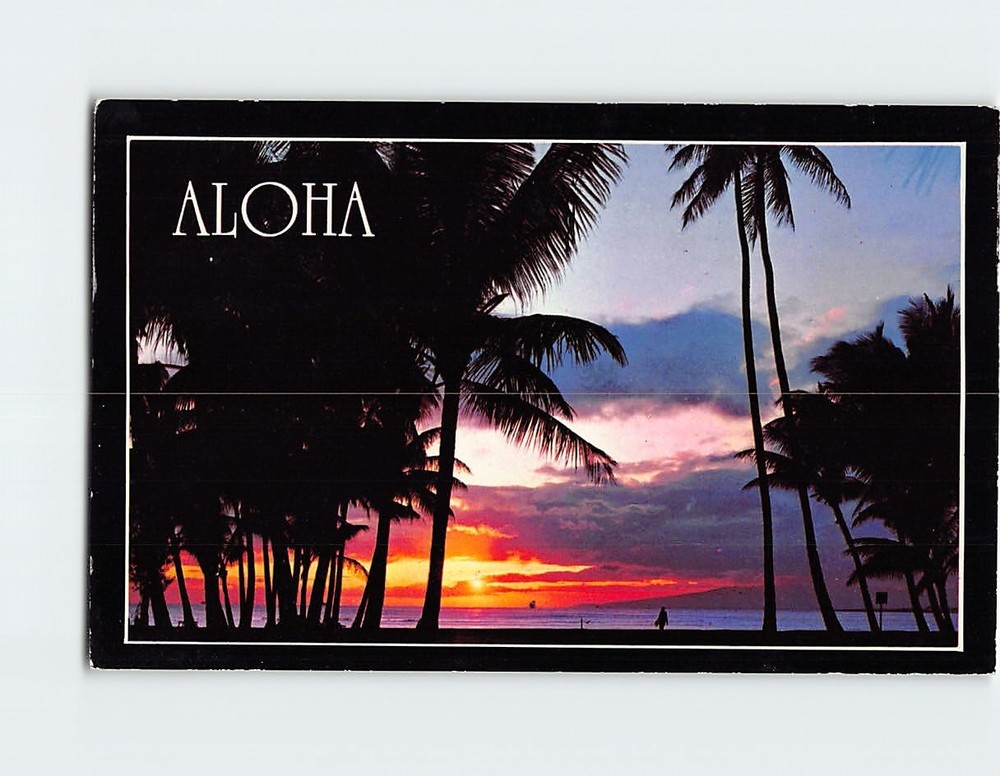 Postcard Aloha Sunset in Hawaii USA
