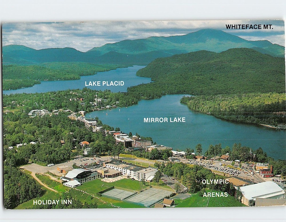 Postcard Aerial View Lake Placid New York USA