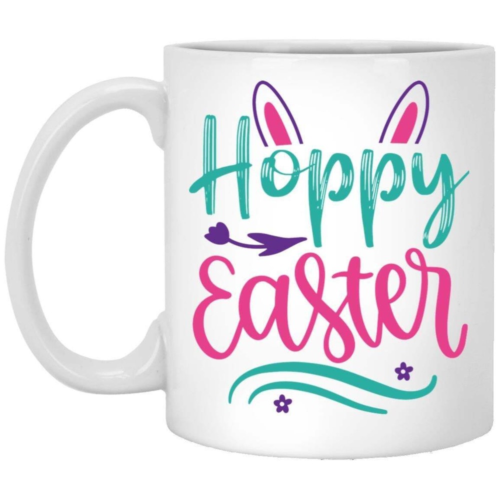 50-Character Option: Hoppy Easter Coffee Mug Gift for Mom Dad Grandma Grandpa Brother  