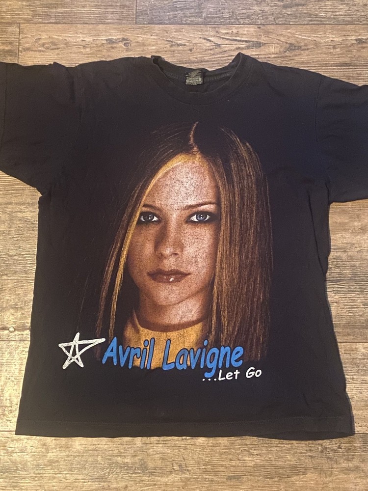 Y2K Rare  Avril Lavigne Face Let Go Concert Tour T Shirt Black Size Medium