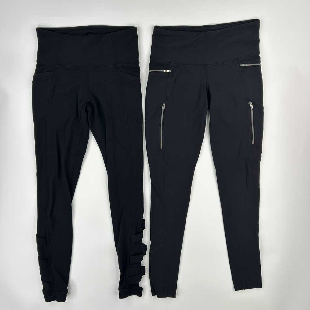 Athleta Womens XS Leggings Black Lot 2 Sly Drifter Moto, Criss Cross Chaturanga