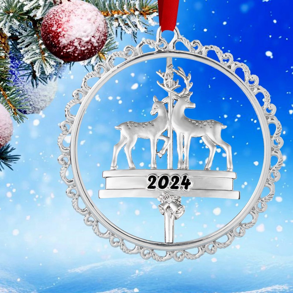 Christmas Ornament 2024 Decoration for Christmas Tree Hanging Metal Christmas...