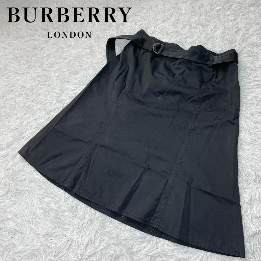 Burberry London Skirt Faux Nova Check Belted XL Black